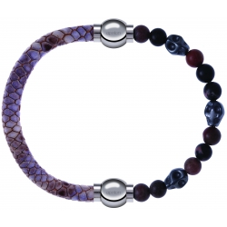 Apollon - Collection MiX Femme - cuir italien impression peau de serpent violet - diamètre 5mm - longueur 9,25cm + rhodo…