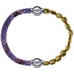 Apollon - Collection MiX Femme - cuir italien impression peau de serpent violet - diamètre 5mm - longueur 9,25cm + hémat…