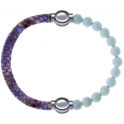 Apollon - Collection MiX Femme - cuir italien impression peau de serpent violet - diamètre 5mm - longueur 9,25cm + agate…