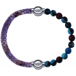 Apollon - Collection MiX Femme - cuir italien impression peau de serpent violet - diamètre 5mm - longueur 9,25cm + agate…