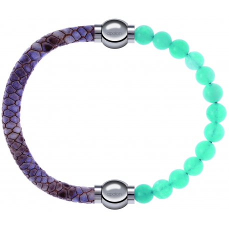 Apollon - Collection MiX Femme - cuir italien impression peau de serpent violet - diamètre 5mm - longueur 9,25cm + jade …