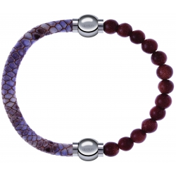 Apollon - Collection MiX Femme - cuir italien impression peau de serpent violet - diamètre 5mm - longueur 9,25cm + pierr…