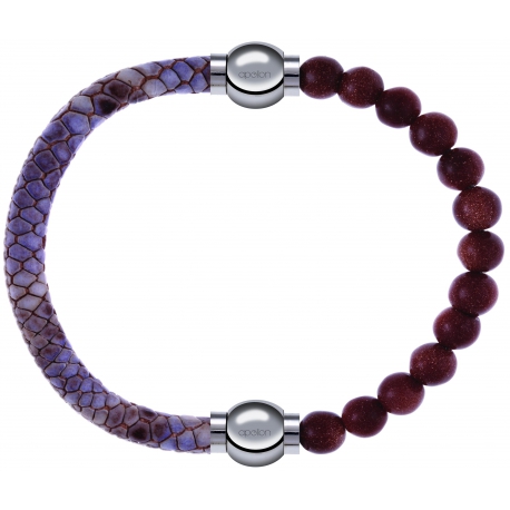 Apollon - Collection MiX Femme - cuir italien impression peau de serpent violet - diamètre 5mm - longueur 9,25cm + pierr…