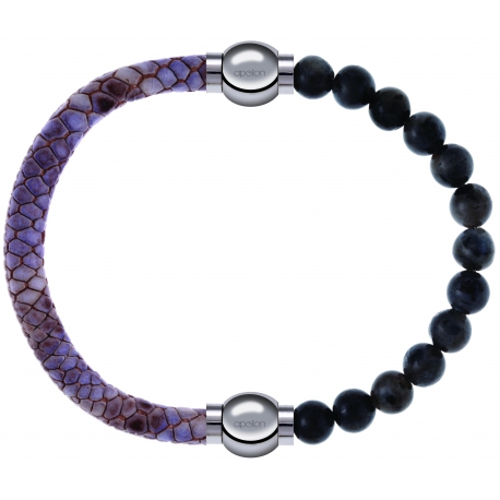 Apollon - Collection MiX Femme - cuir italien impression peau de serpent violet - diamètre 5mm - longueur 9,25cm + labra…