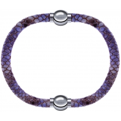 Apollon - Collection MiX Femme - cuir italien impression peau de serpent violet - diamètre 5mm - longueur 9,25cm + cuir …