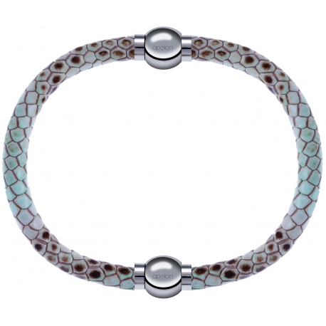 Apollon - Collection MiX Femme - cuir italien impression peau de serpent vert - diamètre 5mm - longueur 9,25cm + cuir it…