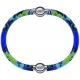 Apollon - Collection MiX Femme - cuir italien impression fleurs multicolores dominante bleue  - diamètre 5mm - longueur …