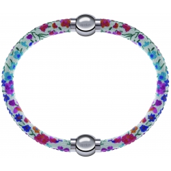 Apollon - Collection MiX Femme - cuir italien impression fleurs multicolores dominante rose  - diamètre 5mm - longueur 9…