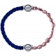 Apollon - Collection MiX Femme - cuir tressé italien bleu foncé - diamètre 5mm - longueur 9,25cm + hématite rosé - diamè…