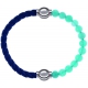 Apollon - Collection MiX Femme - cuir tressé italien bleu foncé - diamètre 5mm - longueur 9,25cm + jade verte - diamètre…