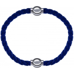 Apollon - Collection MiX Femme - cuir tressé italien bleu foncé - diamètre 5mm - longueur 9,25cm + cuir tressé italien b…