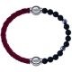 Apollon - Collection MiX Femme - cuir tressé italien rouge - diamètre 5mm - longueur 9,25cm + onyx - composants acier - …