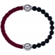 Apollon - Collection MiX Femme - cuir tressé italien rouge - diamètre 5mm - longueur 9,25cm + onyx - diamètre 6mm - long…