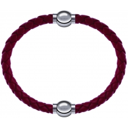 Apollon - Collection MiX Femme - cuir tressé italien rouge - diamètre 5mm - longueur 9,25cm + cuir tressé italien rouge …