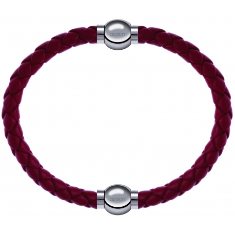 Apollon - Collection MiX Femme - cuir tressé italien rouge - diamètre 5mm - longueur 9,25cm + cuir tressé italien rouge …