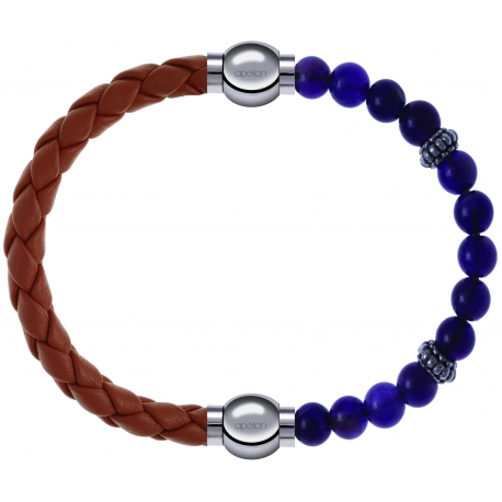 Apollon - Collection MiX Femme - cuir tressé italien marron - diamètre 5mm - longueur 9,25cm + améthyste - composants ac…