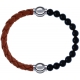 Apollon - Collection MiX Femme - cuir tressé italien marron - diamètre 5mm - longueur 9,25cm + onyx - diamètre 6mm - lon…