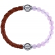 Apollon - Collection MiX Femme - cuir tressé italien marron - diamètre 5mm - longueur 9,25cm + quartz rose - diamètre 6m…