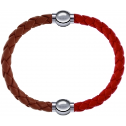 Apollon - Collection MiX Femme - cuir tressé italien marron - diamètre 5mm - longueur 9,25cm + cuir tressé italien orang…