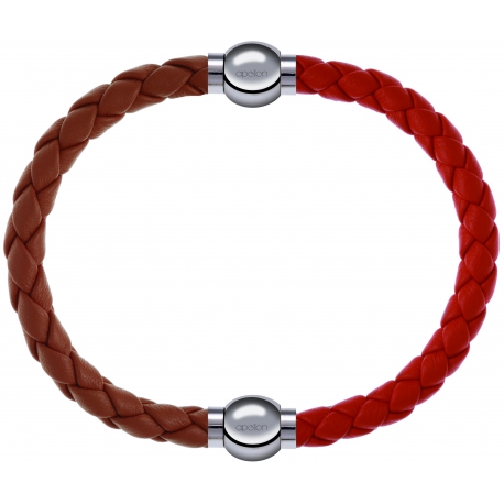 Apollon - Collection MiX Femme - cuir tressé italien marron - diamètre 5mm - longueur 9,25cm + cuir tressé italien orang…