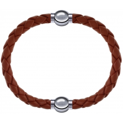 Apollon - Collection MiX Femme - cuir tressé italien marron - diamètre 5mm - longueur 9,25cm + cuir tressé italien marro…