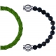 Apollon - Collection MiX Femme - cuir tressé italien vert clair - diamètre 5mm - longueur 9,25cm + labradorite - diamètr…