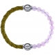 Apollon - Collection MiX Femme - cuir tressé italien jaune moutarde - diamètre 5mm - longueur 9,25cm + quartz rose - dia…