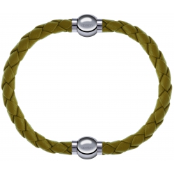Apollon - Collection MiX Femme - cuir tressé italien jaune moutarde - diamètre 5mm - longueur 9,25cm + cuir tressé itali…