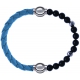 Apollon - Collection MiX Femme - cuir tressé italien bleu clair - diamètre 5mm - longueur 9,25cm + onyx - composants aci…