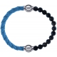 Apollon - Collection MiX Femme - cuir tressé italien bleu clair - diamètre 5mm - longueur 9,25cm + labradorite - diamètr…