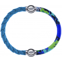 Apollon - Collection MiX Femme - cuir tressé italien bleu clair - diamètre 5mm - longueur 9,25cm + cuir italien impressi…