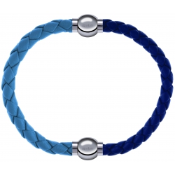 Apollon - Collection MiX Femme - cuir tressé italien bleu clair - diamètre 5mm - longueur 9,25cm + cuir tressé italien b…