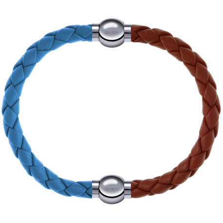 Apollon - Collection MiX Femme - cuir tressé italien bleu clair - diamètre 5mm - longueur 9,25cm + cuir tressé italien m…