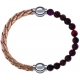 Apollon - Collection MiX Femme - cuir tressé italien rosé - diamètre 5mm - longueur 9,25cm + agate rouge, bronzite, pier…