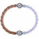 Apollon - Collection MiX Femme - cuir tressé italien rosé - diamètre 5mm - longueur 9,25cm + pierre de lune - diamètre 6…