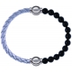 Apollon - Collection MiX Femme - cuir tressé italien argenté - diamètre 5mm - longueur 9,25cm + onyx - diamètre 6mm - lo…