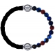 Apollon - Collection MiX Femme - cuir tressé italien noir - diamètre 5mm - longueur 9,25cm + agate bleu foncé, bronzite,…