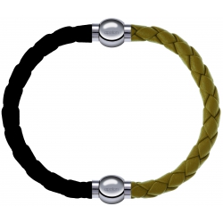 Apollon - Collection MiX Femme - cuir tressé italien noir - diamètre 5mm - longueur 9,25cm + cuir tressé italien jaune m…