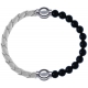 Apollon - Collection MiX Femme - cuir tressé italien blanc - diamètre 5mm - longueur 9,25cm + onyx - diamètre 6mm - long…