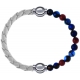 Apollon - Collection MiX Femme - cuir tressé italien blanc - diamètre 5mm - longueur 9,25cm + agate bleu foncé, bronzite…