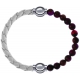 Apollon - Collection MiX Femme - cuir tressé italien blanc - diamètre 5mm - longueur 9,25cm + agate rouge, bronzite, pie…