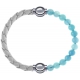 Apollon - Collection MiX Femme - cuir tressé italien blanc - diamètre 5mm - longueur 9,25cm + jade bleue - diamètre 6mm …