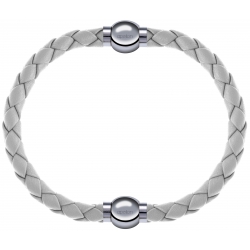 Apollon - Collection MiX Femme - cuir tressé italien blanc - diamètre 5mm - longueur 9,25cm + cuir tressé italien blanc …