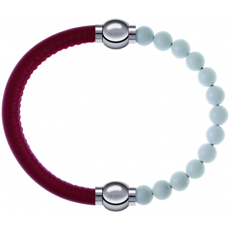 Apollon - Collection MiX Femme - cuir italien rouge - diamètre 5mm - longueur 9,25cm + agate blanche - diamètre 6mm - lo…