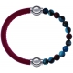 Apollon - Collection MiX Femme - cuir italien rouge - diamètre 5mm - longueur 9,25cm + agate bleu clair, bronzite, pierr…