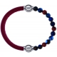 Apollon - Collection MiX Femme - cuir italien rouge - diamètre 5mm - longueur 9,25cm + agate bleu foncé, bronzite, pierr…