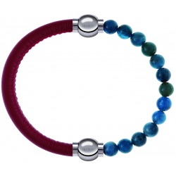 Apollon - Collection MiX Femme - cuir italien rouge - diamètre 5mm - longueur 9,25cm + apatite - diamètre 6mm - longueur…