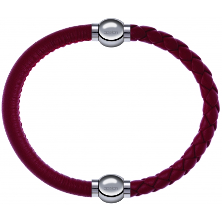 Apollon - Collection MiX Femme - cuir italien rouge - diamètre 5mm - longueur 9,25cm + cuir tressé italien rouge - diamè…