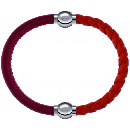 Apollon - Collection MiX Femme - cuir italien rouge - diamètre 5mm - longueur 9,25cm + cuir tressé italien orange - diam…