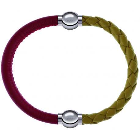 Apollon - Collection MiX Femme - cuir italien rouge - diamètre 5mm - longueur 9,25cm + cuir tressé italien jaune moutard…